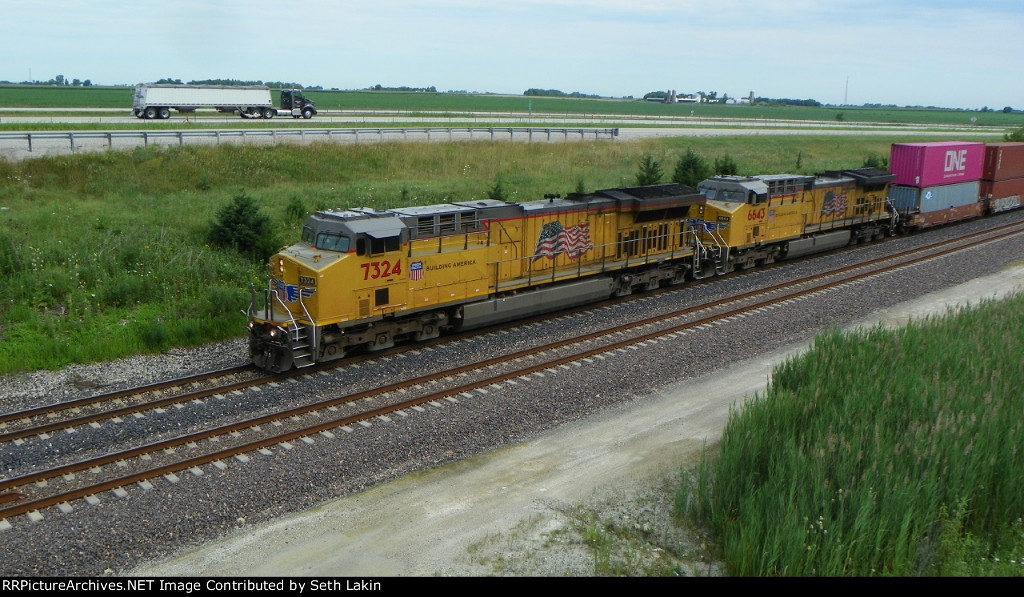 UP 7324 on the C&A with US66 and I57 beside
